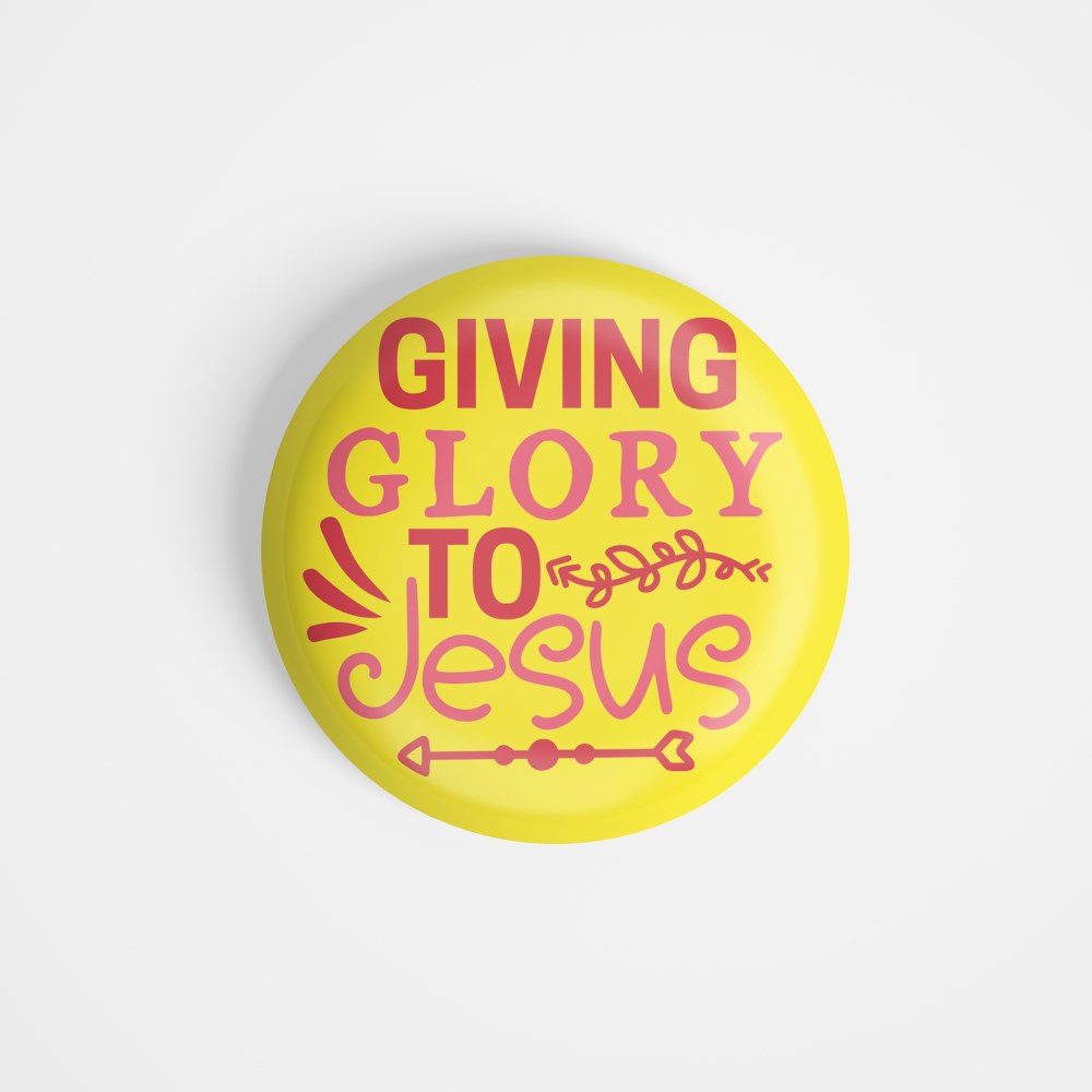 dhcrafts Round Fridge Magnet Yellow God Jesus Giving Glory To Jesus Glossy Finish Design Pack of 1 (58 mm)